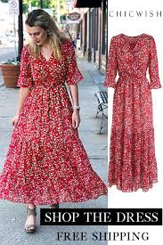 Free Shipping Easy Return Up To 30 Off Budding Flowers Wrapped Ruffle Maxi Dress In Red Abbygraf Outfit Dresses Fashion Ruffled Maxi Dress