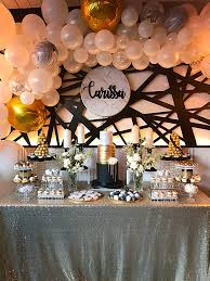 Birthday Simple Black And Gold Table Decorations Black Gold And Marble Balloon Garland Backdrop And Dessert Table Black Gold Party Birthday Party Decorations Birthday Decorations
