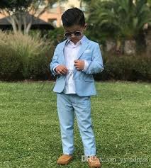 Sky Blue Kids Formal Wear Suit Children Wedding Tuxedos Ring Bearer Suits Boy Birthday Party Suit Two Piece J Boys Blue Suit Light Blue Suit Blue Suit Wedding