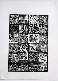 Black And White Linoleum Print Black On White Lino Print Lino Print Linocut Linocut Prints