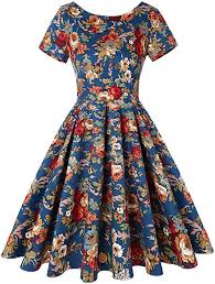 Amazon Com Roosey Women S 1950s Vintage Rockabilly Short Sleeve Swing Evening Party Dress Clot Sleeved Swing Dress Cocktail Dress Vintage Retro Swing Dresses