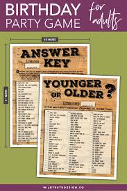 Birthday Party Games For Adults Printable Birthday Party Game For Men Women Younger Or Older Download 103b Wild Truth Design Co 50th Birthday Party Games Birthday Games For Adults 30th Birthday Party Games