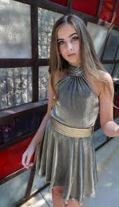 Tween Special Occasion Halter Dress Silver W Gold Belt Girls Special Occasion Dresses Cute Girl Dresses Tween Fashion