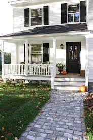 Black And White House With Wood Door For The Love Of A House The Finished Front Modern Farmhouse Exterior Modern Farmhouse Porch House Exterior