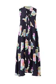 Tibi Blue Women S Size Medium M Neck Tie Floral Print Shift Dress 795 826 Silk Dress Silkdress Silkdres Silk Shift Dress Printed Shift Dress Shift Dress
