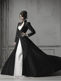Black And White Long Sleeve Gown Black And White Long Sleeves Gothic Wedding Dress Coat Could Wear Into The Ball And Then Take Gothic Wedding Dress Black Wedding Dresses Elegant Wedding Gowns