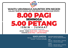 Waktu Operasi Kaunter Portal Rasmi Jabatan Pendaftaran Negara