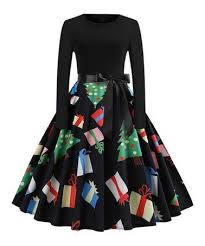 Another Great Find On Zulily Black Christmas Tree Gifts Long Sleeve A Line Dress Women Zu Women Long Sleeve Dress Midi Dress Party Elegant Party Dresses