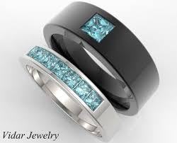 Matching Black And Blue Wedding Rings Pin On Wedding