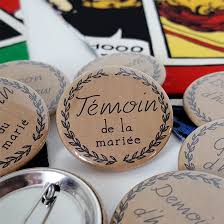 Badges Mariage Style Retro Vintage Sur Papier Kraft Badges Mariage Temoin De Mariage Et Mariage Au Ski
