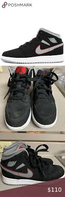 Nike Air Jordan 1 Mid Black Particle Grey White Sold Nike Air Jordan 1 Mid Black Particle Grey In 2020 Jordan 1 Mid Air Jordans Jordan 1