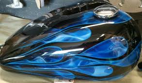 Custom Black And Blue Motorcycle Harley Davidson Custom Paint Job Motorcycle Paint Jobs Custom Paint Motorcycle Custom Paint Jobs