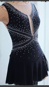 Black Figure Skating Costume With Mesh Neckline In 2020 Figure Skating Dresses Dance Dresses Competition Skating Dress