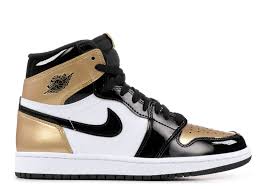 Jordan 1 Mid Patent Black White Gold On Feet Air Jordan 1 Retro High Og Nrg Gold Toe Air Jordan 861428 007 Black Black Metallic Gold White Air Jordans Air Jordan Sneakers Air Jordan Shoes