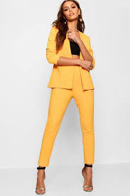 Black And Yellow Suits For Ladies Crepe Fitted Suit Boohoo Occasion Jumpsuits Yellow Suit Fitted Suit