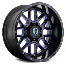 Black And Blue Wheels For Trucks Xd Series Xd820 Grenade Satin Black Milled With Blue Clear Coat Rims And Tires Wheel Rims Truck Rims And Tires