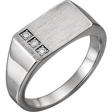 Men S 14k White Gold Diamond Signet Ring Style 9830 Diamond Signet Ring Fashion Rings Signet Ring Men