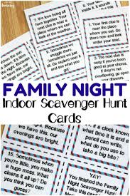 Birthday Scavenger Hunt For Adults Printable Indoor Family Night Scavenger Hunt Cards Look We Re Learning Scavenger Hunt For Kids Family Fun Night Family Games Indoor