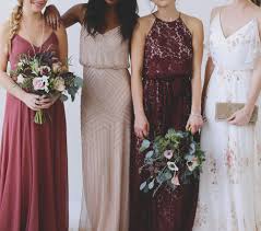 How To Style Mismatched Bridesmaid Dresses Bhldn Blush Bridesmaid Dresses Mix Match Bridesmaids Burgundy Bridesmaid Dresses