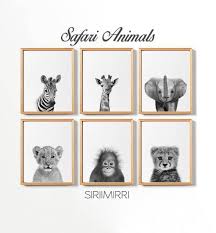 Black And White Animal Prints For Baby Nursery Safari Animal Prints Baby Animals Black White Set 6 Zebra Etsy Modern Nursery Wall Art Safari Nursery Decor Nursery Decor Black