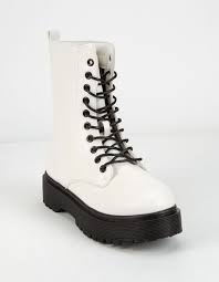 Black Boots White Sole Wild Diva Lug Sole Lace Up White Womens Combat Boots White Combat Boots Womens Combat Boots Lace Up Combat Boots