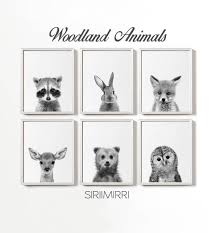 Black And White Animal Prints For Baby Nursery Woodland Nursery Animals Decor Black White Baby Animals Set Etsy White Animal Nursery Baby Animal Prints Woodland Nursery