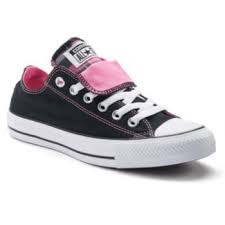 Black And Pink Converse High Tops Converse Chuck Taylor All Star Double Tongue Plaid Sneakers For Women Chuck Taylor Shoes Converse Converse Chuck Taylor All Star