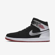 Nike Air Jordan 1 Mid Black Particle Grey White Pin On Home Shoot