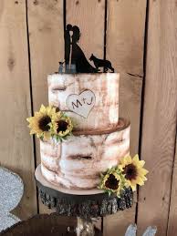 Buttercream Birch Tree Wedding Cake Rustic Birch Tree Wedding Cake Made With Buttercream Adorned With Sunflowers Made By Teresa Lynn Cakes Llc Wedding Cake Tree Birch Tree Wedding Tree Wedding