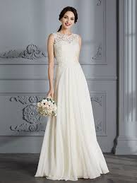 A Line Princess Scoop Chiffon Sleeveless Floor Length Wedding Dresses Online Wedding Dress Ivory Wedding Dress Cheap Wedding Dress