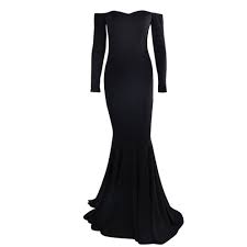 Black And White Long Sleeve Gown Plain Black Off Shoulder Gown In 2020 Long Sleeve Evening Gowns Long Sleeve White Gown White Long Sleeve Dress