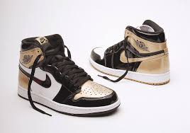Jordan 1 Mid Patent Black White Gold On Feet Air Jordan 1 Top 3 Black Gold Patent Leather Air Jordans Spring Shoes Sneakers