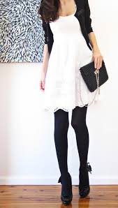Black And White Dress With Black Tights A Blonde Ambition White Dress Black Tights White Dress Black Tights Fashion Style