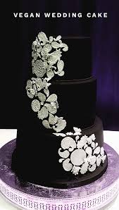Silver And Black Three Tier Vegan Wedding Cake This Wedding Cake Was For A Couple Who Wanted To Make An Imp Vegan Wedding Vegan Wedding Cake Geode Cake Wedding