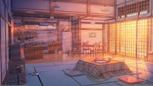 Living Room And Kitchen Sunset By Arsenixc In 2020 Landscape Wallpaper Anime Places Anime Scenery Wallpaper