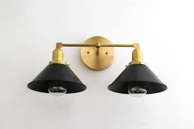 Black And Gold Light Fixture Bathroom Wall Sconce Vanity Light Modern Mid Century Gold Bathroom Sconce Black Shade Vanity L Brass Vanity Light Modern Vanity Lighting Black And Gold Bathroom