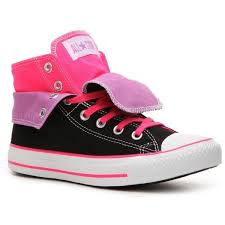 Black And Pink Converse High Tops Converse Women S Chuck Taylor All Star Hi Double Fold Sneaker Black Pink Purple White 50 Found On Polyvore Womens High Top Sneakers Chuck Taylors Converse