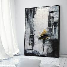 Black And White Canvas Painting Gold Canvas Artblack White Paintinglarge Abstract Painting Etsy Abstract Painting Large Abstract Painting Framed Abstract Art