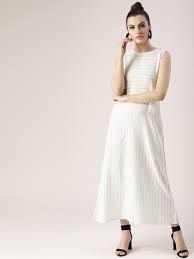 Black And White Striped Maxi Dress Online India Libas Women White Black Striped Maxi Dress With Shrug Dresses Women Dress Online Womens Dresses