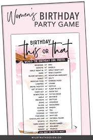Birthday Party Games For Adults This Or That Women S Birthday Game 106e Wild Truth Design Co 40th Birthday Games Birthday Woman Birthday Games