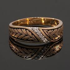 Vintage Mens 14k Yellow Gold And Diamond Wedding Band Wedding Bands Vintage Antique Rings Wedding Rings Unique Vintage Wedding Rings Vintage
