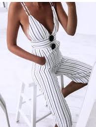 Black And White Striped Jumpsuit Outfit Ideas Striped Jumpsuit Fashion Style Clothes