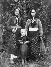 Two Women And A Girl In Traditional Attire From Nevrokop District 1920 Folk Costume Greek Traditional Dress Bulgarian Clothing