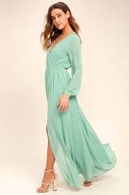 Wondrous Water Lilies Sage Green Long Sleeve Maxi Dress Maxi Dress With Sleeves Mint Maxi Dresses Chiffon Dress Long