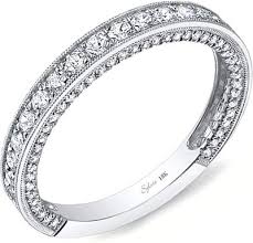 Sylvie Pave Milgrain Diamond Wedding Band Diamond Wedding Bands Jewelry Rings Diamond Pave Diamond Wedding Bands