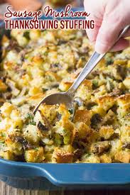 Sausage Mushroom Thanksgiving Stuffing Recipe A Fluffy And Comforting Bread Stuffing Recipes For Thanksgiving Stuffing Recipes Dressing Recipes Thanksgiving