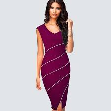 Casual Black Decent Striped Fitted Dress V Neck Office Business Split Bodycon Ladies Summer Dress Hb365 Summer Dresses For Women Fashion Elegant Casual Dress