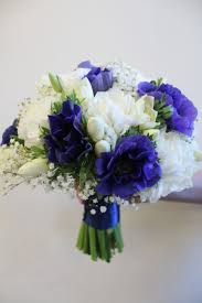 Wedding Bouquet In Navy Blue And White Anemones Event Flowers Wedding Flower Inspiration Wedding Flowers