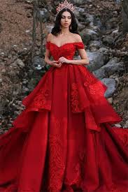 Red Ruffles Ball Gown Wedding Dresses Off The Shoulder Lace Appliques Bridal Gowns Bc0730 Item Code Dd0090 Red Wedding Gowns Ball Gown Wedding Dress Red Wedding Dresses