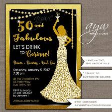 Birthday Black And Gold Party Dress 50th Birthday Party Invitation For A Woman Cocktail Party Etsy Birthday Party Invitation Wording 50th Birthday Party Invitations 40th Birthday Party Invites